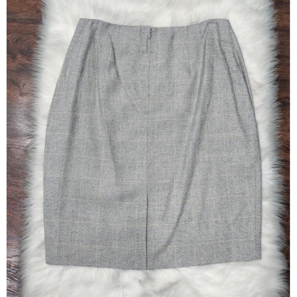 NWT VTG Linda Allard Ellen Tracy Pencil Skirt Women's 14 White Black Plaid Silk - Picture 4 of 13
